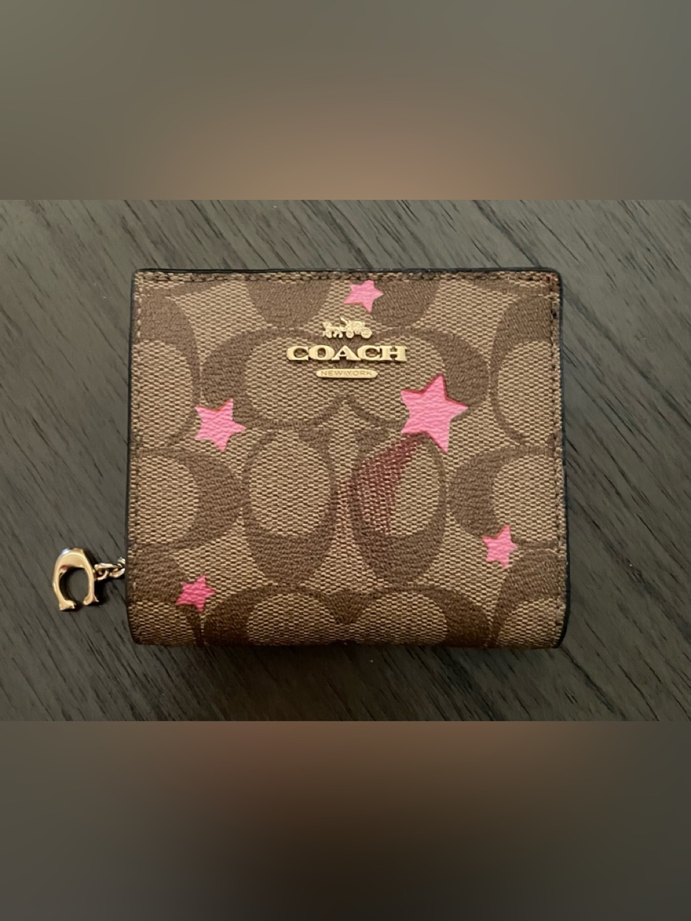 Coach Snap Wallet in Signature Canvas with Disco Star Print